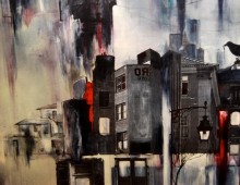 It's Been That Way Since They Dropped The Bomb. 5 ft. x 2 ft. Acrylic, Ink & Photo Transfers on Canvas. 2010. SOLD