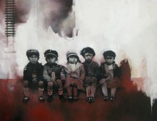Boxcar Children. 5 ft x 2.5 ft. Acrylic, Oil & Transfer on Wood Panel. 2012.