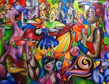 Hear Her. 4 ft x 3 ft. Acrylic & Ink on Canvas. 2009. SOLD