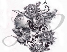 Ale. Ink & Pen on Paper. Tattoo Design. 2012