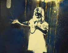 Banksy Appropriation. Spray Paint and Acrylic on Canvas. 2 ft. x 4 ft. 2012
