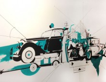 Facade Mural 2. Acrylic and Ink. 6 ft x 4 ft. approx. 2012