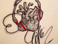 INFU's Heart. Ink, Pencil and Sharpie on paper. Tattoo Design. 2012.