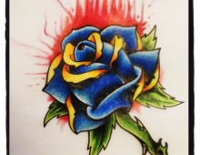 Old School Rose Duplicate. Pencil Crayon and Ink on Paper. 2012